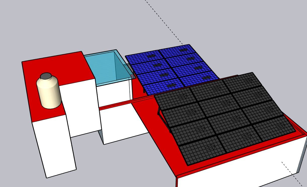 Render de distribución de arreglos fotovoltaicos